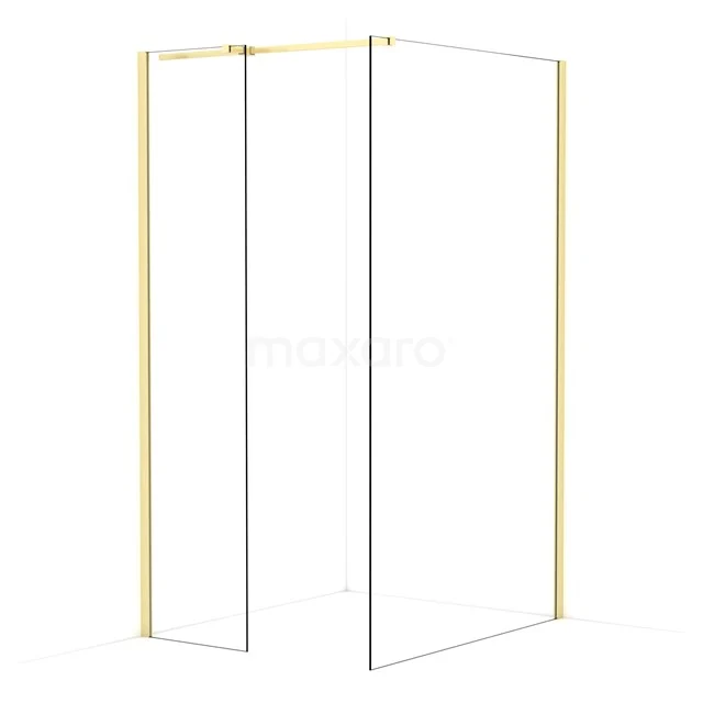 Diamond Walk-in shower | 120x50 cm Light gold Clear glass 2 fixed walls IDB0512310LG