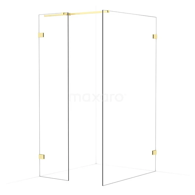 Diamond Walk-in shower | 120x50 cm Light gold Clear glass 2 fixed walls IDB0512320LG