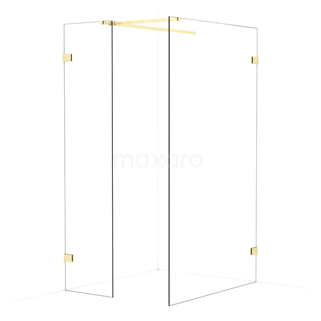 Diamond Walk-in shower | 120x50 cm Light gold Clear glass 2 fixed walls IDB0512520LG