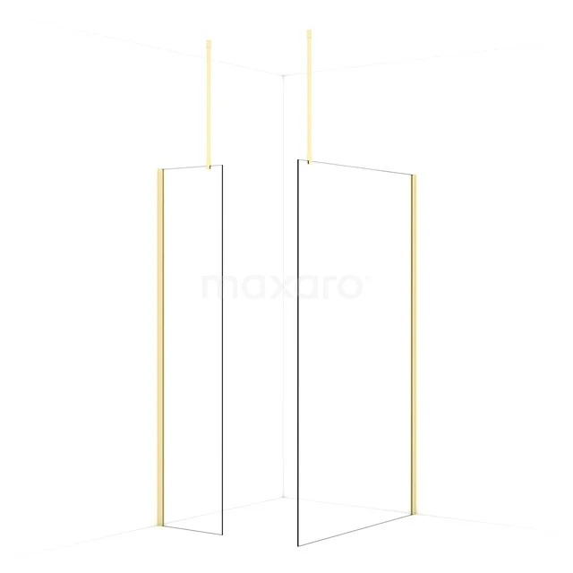 Diamond Walk-in shower | 120x50 cm Light gold Clear glass 2 fixed walls IDB0512910LG
