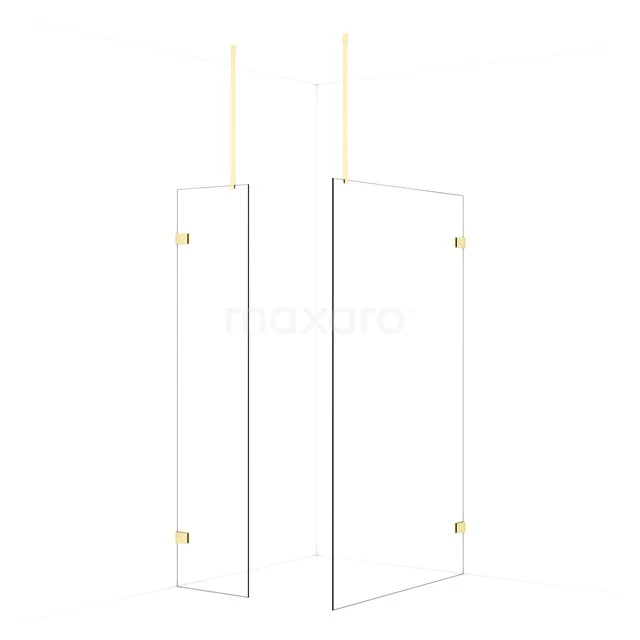 Diamond Walk-in shower | 120x50 cm Light gold Clear glass 2 fixed walls IDB0512920LG
