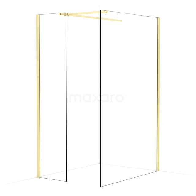 Diamond Walk-in shower | 130x50 cm Light gold Clear glass 2 fixed walls IDB0513510LG