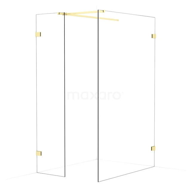 Diamond Walk-in shower | 130x50 cm Light gold Clear glass 2 fixed walls IDB0513520LG