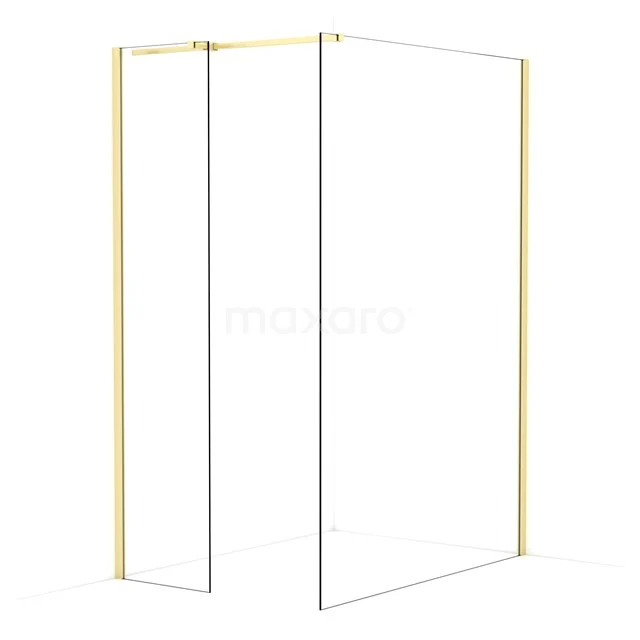 Diamond Walk-in shower | 140x50 cm Light gold Clear glass 2 fixed walls IDB0514310LG