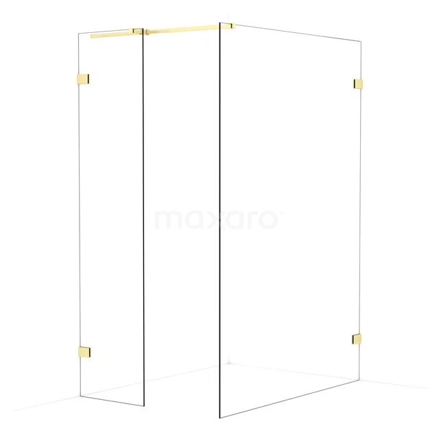 Diamond Walk-in shower | 140x50 cm Light gold Clear glass 2 fixed walls IDB0514320LG