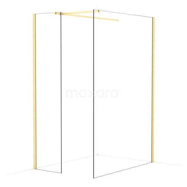 Diamond Walk-in shower | 140x50 cm Light gold Clear glass 2 fixed walls IDB0514510LG
