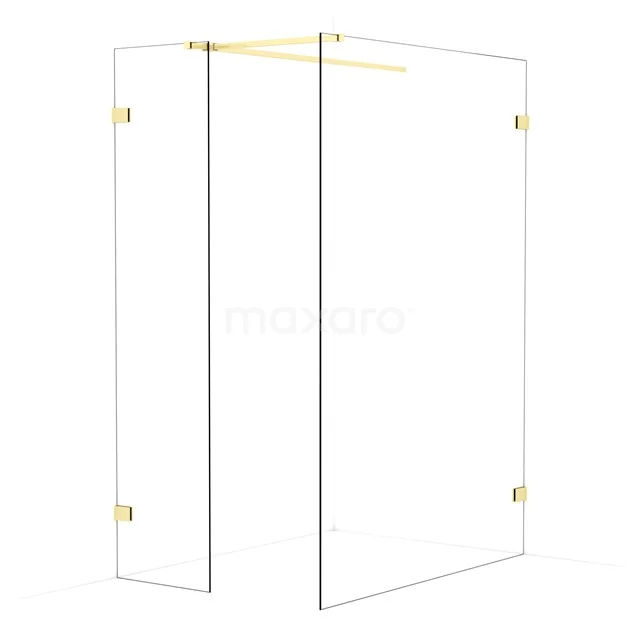 Diamond Walk-in shower | 140x50 cm Light gold Clear glass 2 fixed walls IDB0514520LG