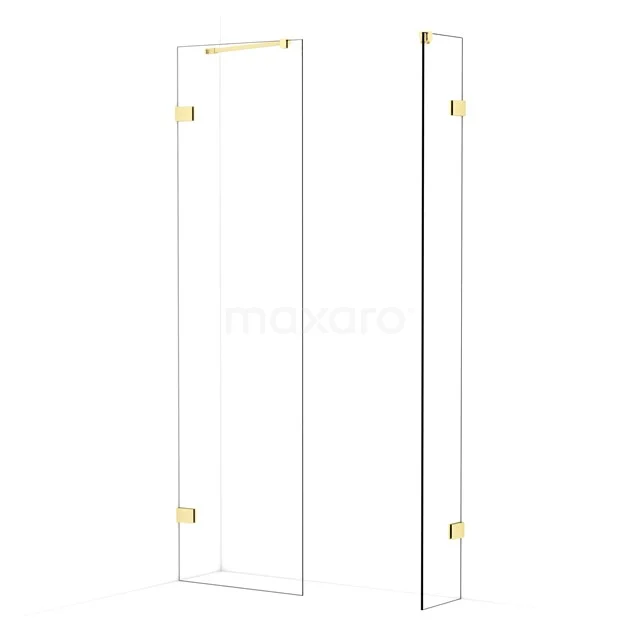 Diamond Walk-in shower | 60x30 cm Light gold Clear glass 2 fixed walls IDB0603420LG