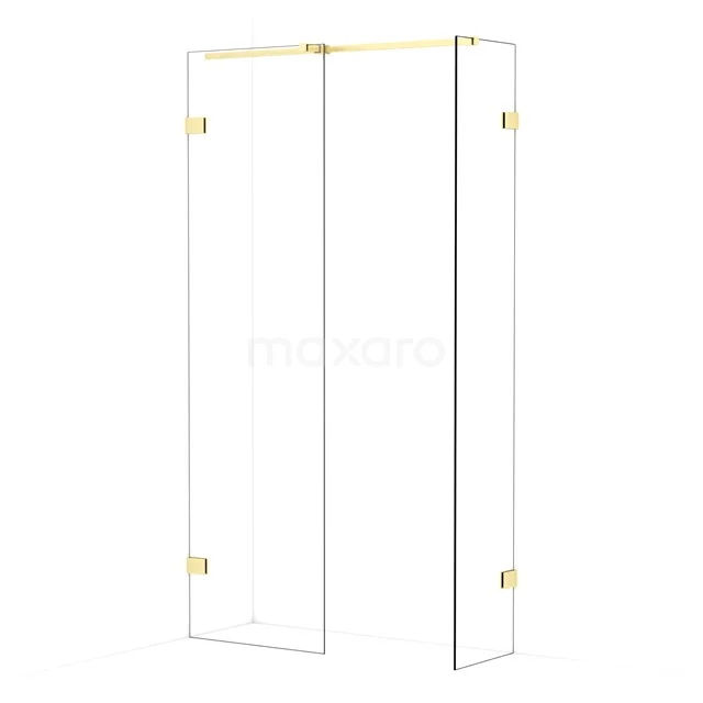 Diamond Walk-in shower | 60x40 cm Light gold Clear glass 2 fixed walls IDB0604320LG