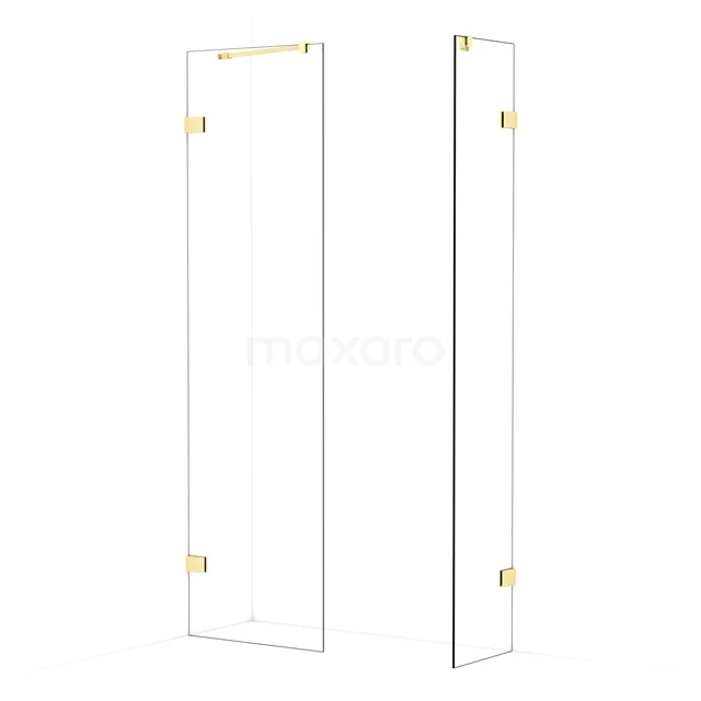 Diamond Walk-in shower | 60x40 cm Light gold Clear glass 2 fixed walls IDB0604420LG