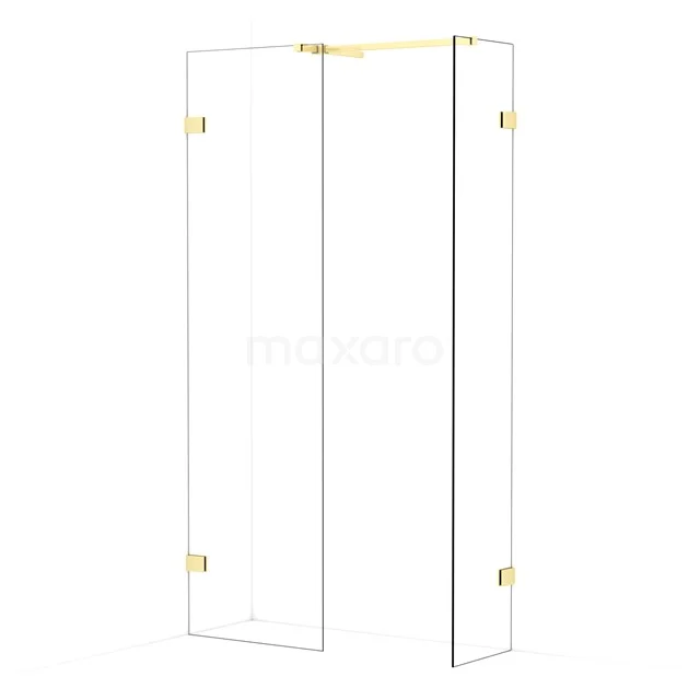 Diamond Walk-in shower | 60x40 cm Light gold Clear glass 2 fixed walls IDB0604520LG