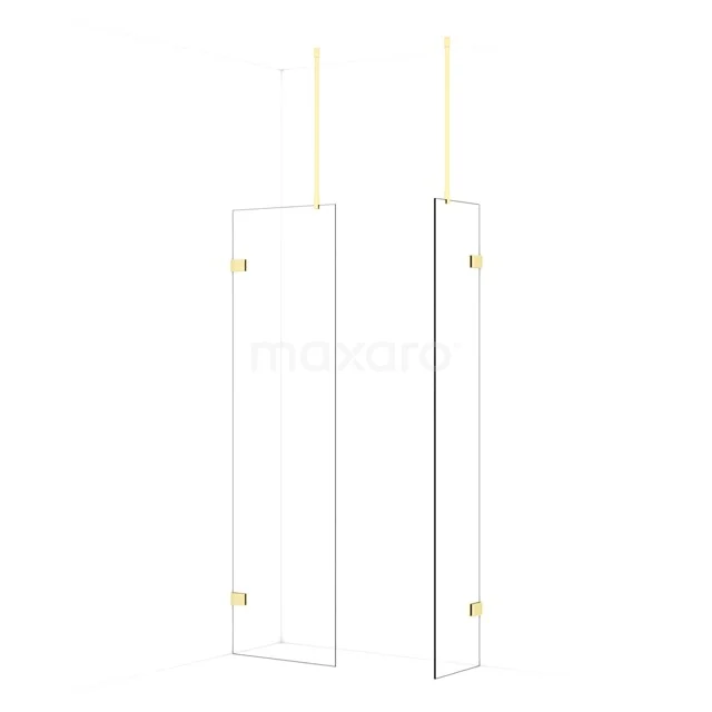 Diamond Walk-in shower | 60x40 cm Light gold Clear glass 2 fixed walls IDB0604920LG