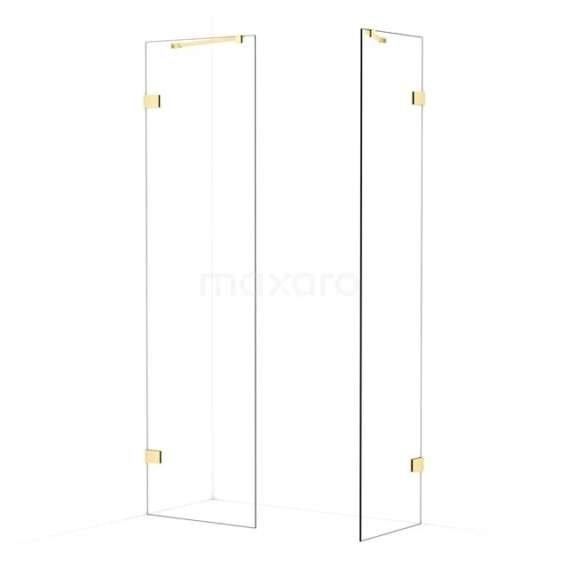 Diamond Walk-in shower | 60x50 cm Light gold Clear glass 2 fixed walls IDB0605420LG