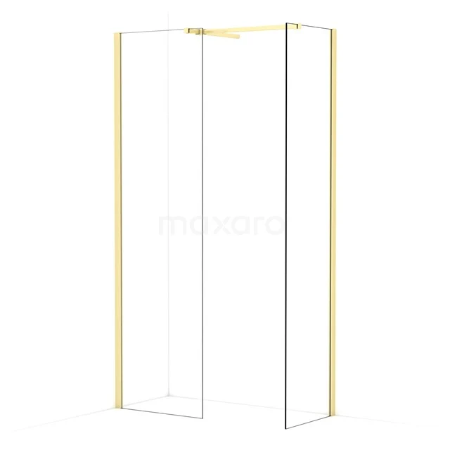 Diamond Walk-in shower | 60x50 cm Light gold Clear glass 2 fixed walls IDB0605510LG