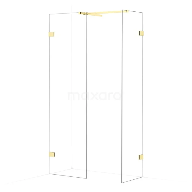 Diamond Walk-in shower | 60x50 cm Light gold Clear glass 2 fixed walls IDB0605520LG