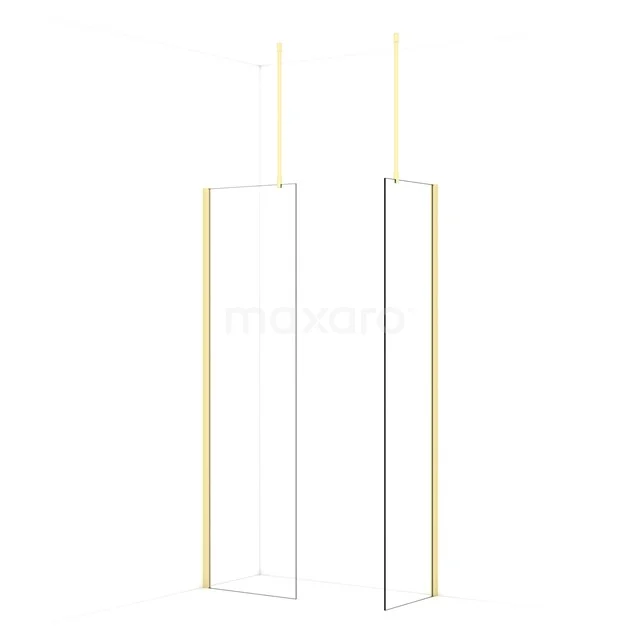 Diamond Walk-in shower | 60x50 cm Light gold Clear glass 2 fixed walls IDB0605910LG