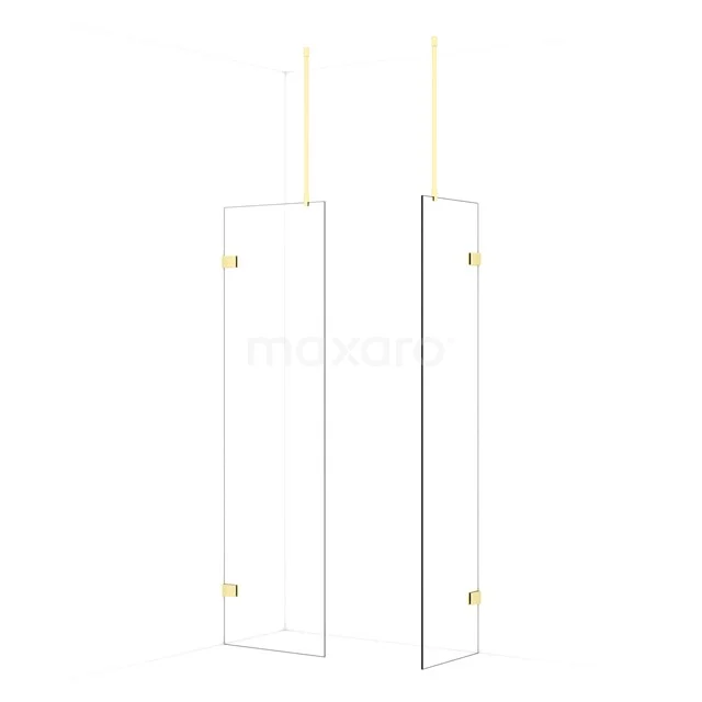 Diamond Walk-in shower | 60x50 cm Light gold Clear glass 2 fixed walls IDB0605920LG