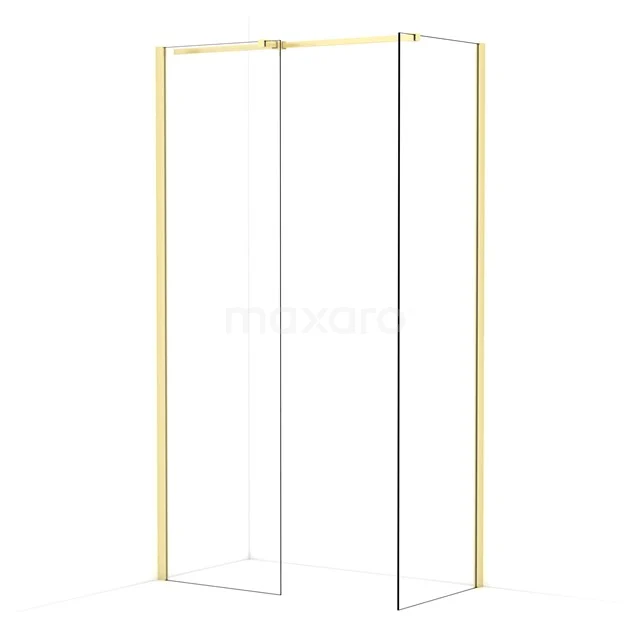 Diamond Walk-in shower | 60x60 cm Light gold Clear glass 2 fixed walls IDB0606310LG