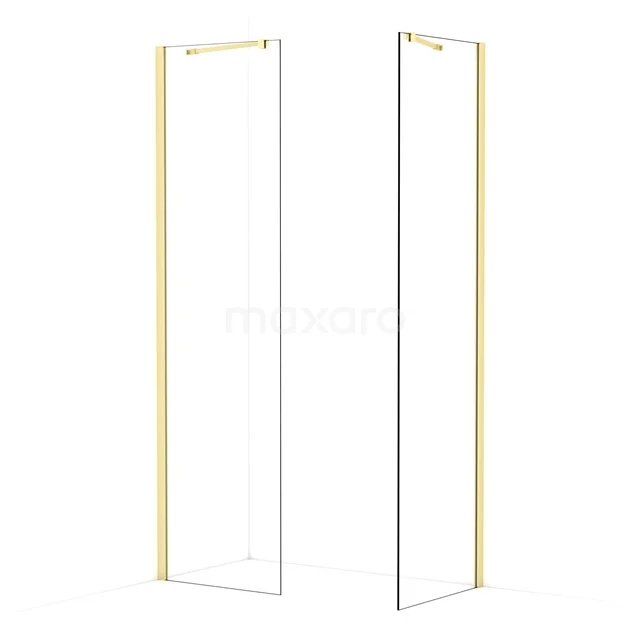 Diamond Walk-in shower | 60x60 cm Light gold Clear glass 2 fixed walls IDB0606410LG