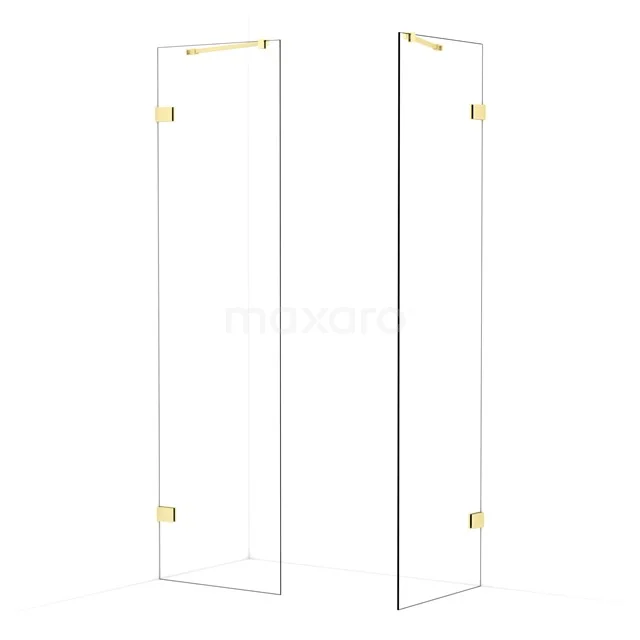Diamond Walk-in shower | 60x60 cm Light gold Clear glass 2 fixed walls IDB0606420LG