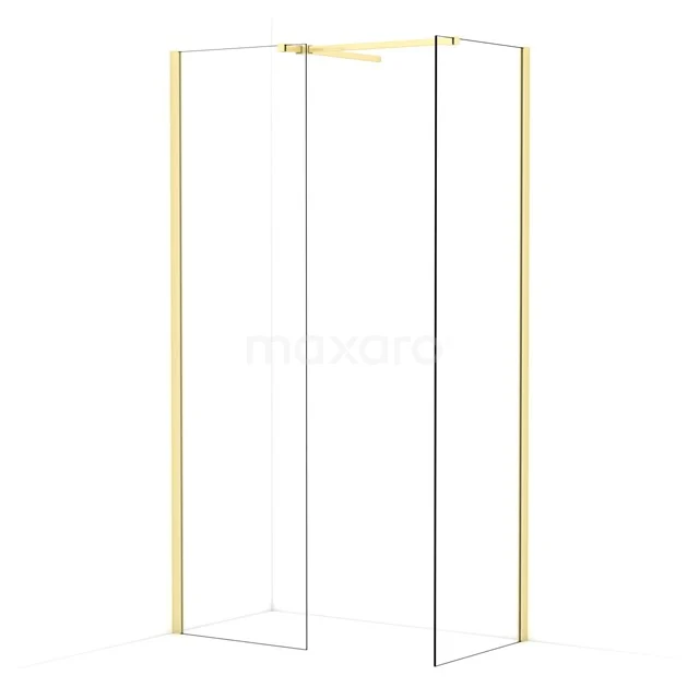 Diamond Walk-in shower | 60x60 cm Light gold Clear glass 2 fixed walls IDB0606510LG