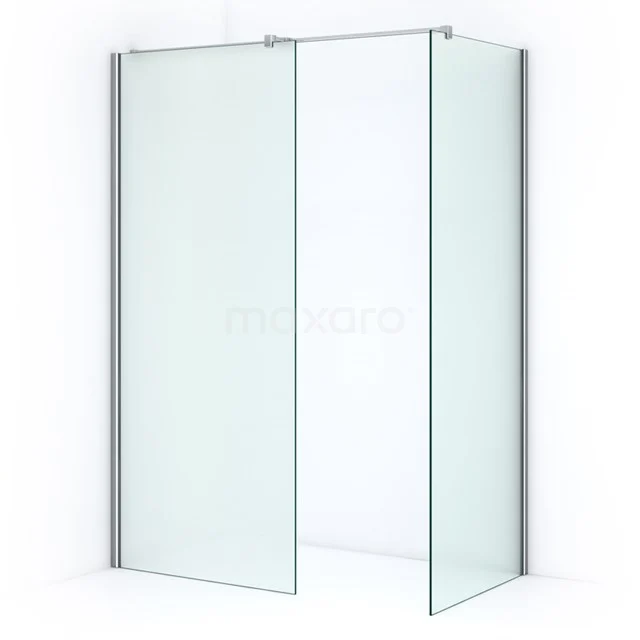 Glasene Duschwand mit mattem Profil, Eckform, minimalistisches Design, ideal für moderne Bäder.