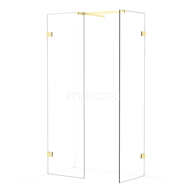 Diamond Walk-in shower | 60x60 cm Light gold Clear glass 2 fixed walls IDB0606520LG