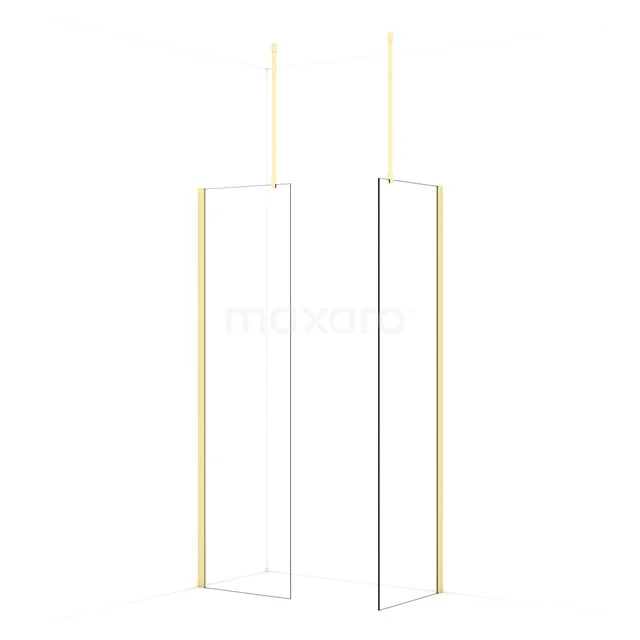 Diamond Walk-in shower | 60x60 cm Light gold Clear glass 2 fixed walls IDB0606910LG