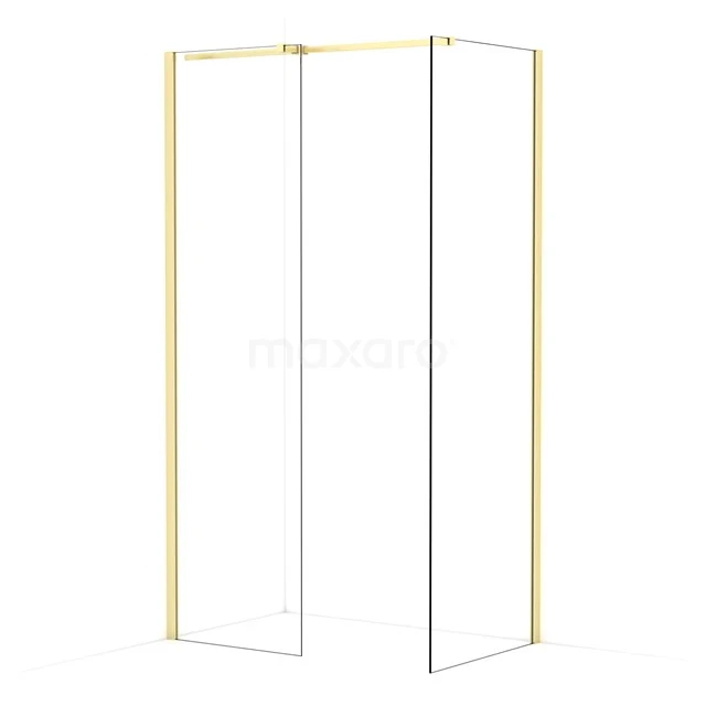 Diamond Walk-in shower | 70x60 cm Light gold Clear glass 2 fixed walls IDB0607310LG