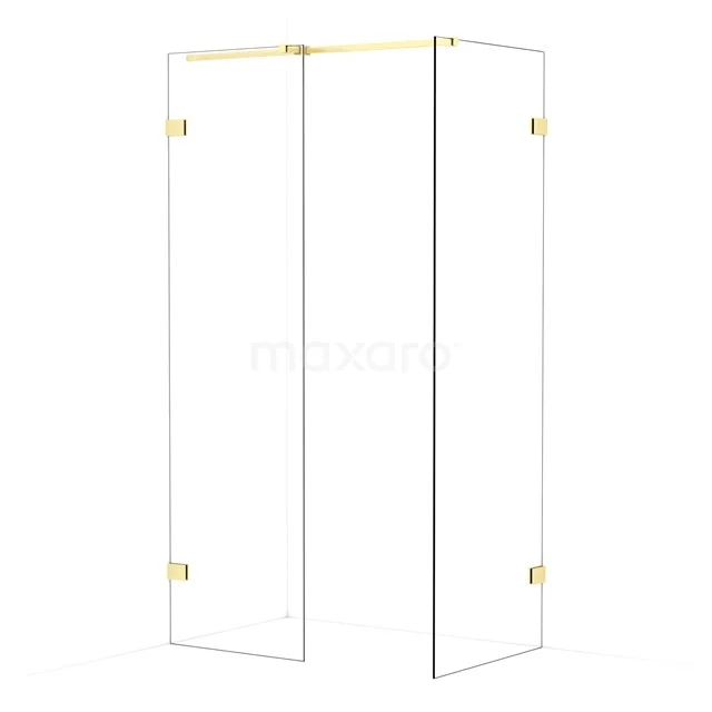 Diamond Walk-in shower | 70x60 cm Light gold Clear glass 2 fixed walls IDB0607320LG