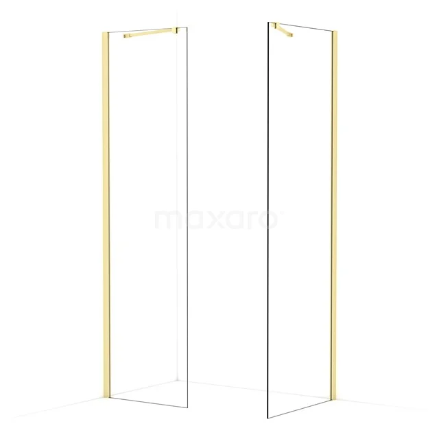 Diamond Walk-in shower | 70x60 cm Light gold Clear glass 2 fixed walls IDB0607410LG