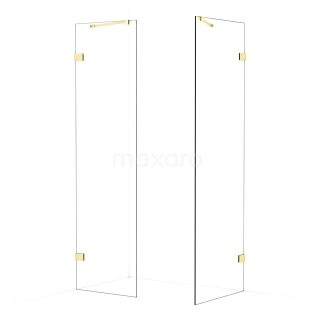 Diamond Walk-in shower | 70x60 cm Light gold Clear glass 2 fixed walls IDB0607420LG