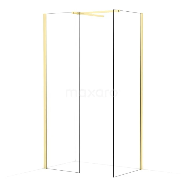 Diamond Walk-in shower | 70x60 cm Light gold Clear glass 2 fixed walls IDB0607510LG