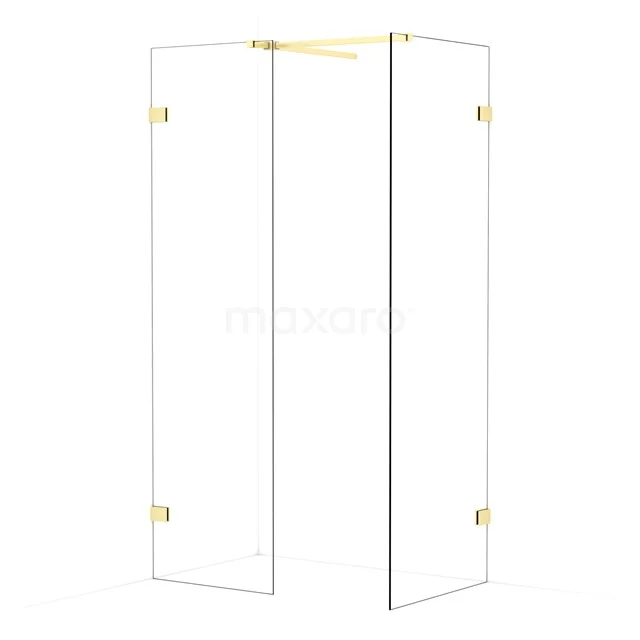 Diamond Walk-in shower | 70x60 cm Light gold Clear glass 2 fixed walls IDB0607520LG