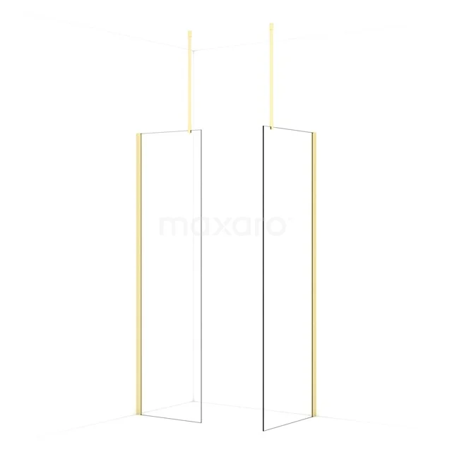 Diamond Walk-in shower | 70x60 cm Light gold Clear glass 2 fixed walls IDB0607910LG