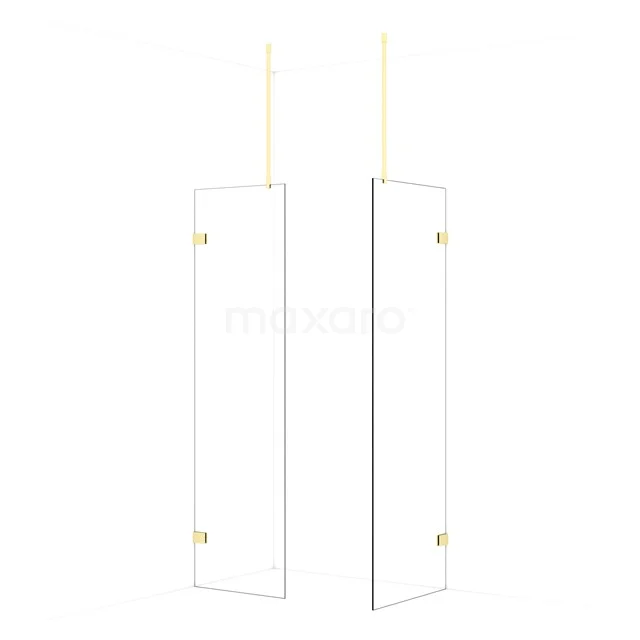 Diamond Walk-in shower | 70x60 cm Light gold Clear glass 2 fixed walls IDB0607920LG