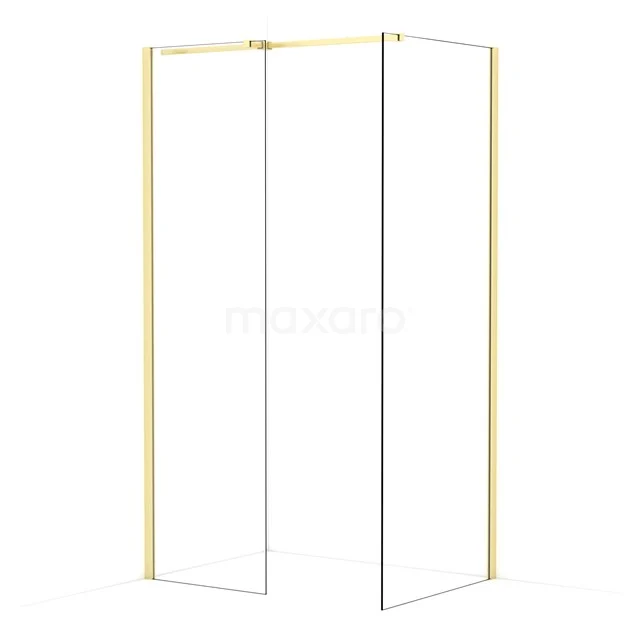 Diamond Walk-in shower | 80x60 cm Light gold Clear glass 2 fixed walls IDB0608310LG