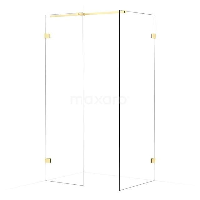 Diamond Walk-in shower | 80x60 cm Light gold Clear glass 2 fixed walls IDB0608320LG