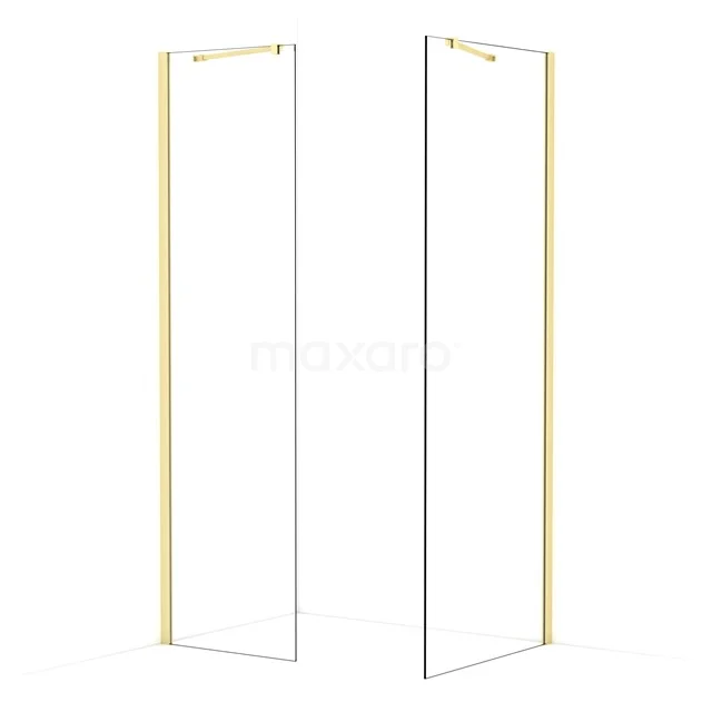 Diamond Walk-in shower | 80x60 cm Light gold Clear glass 2 fixed walls IDB0608410LG
