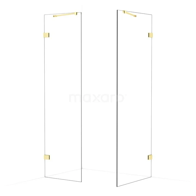 Diamond Walk-in shower | 80x60 cm Light gold Clear glass 2 fixed walls IDB0608420LG