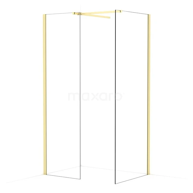 Diamond Walk-in shower | 80x60 cm Light gold Clear glass 2 fixed walls IDB0608510LG