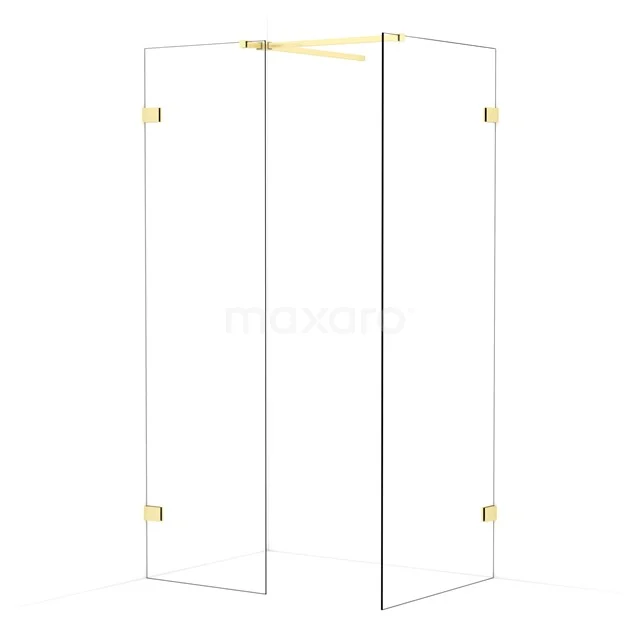 Diamond Walk-in shower | 80x60 cm Light gold Clear glass 2 fixed walls IDB0608520LG