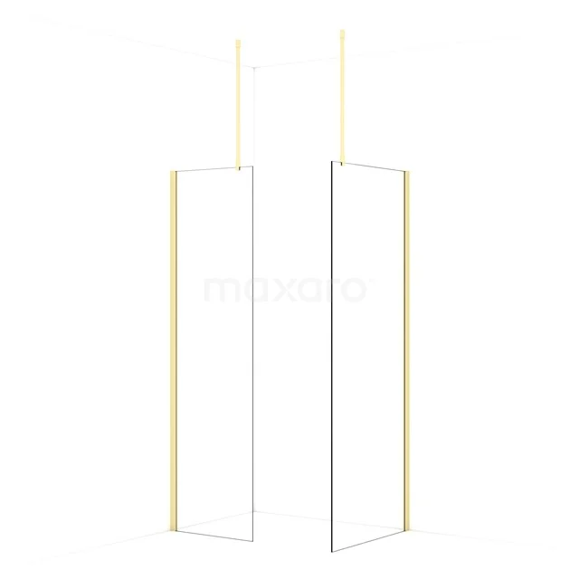 Diamond begehbare Dusche | 80x60 cm Helles Gold  2 feste Wände IDB0608910LG