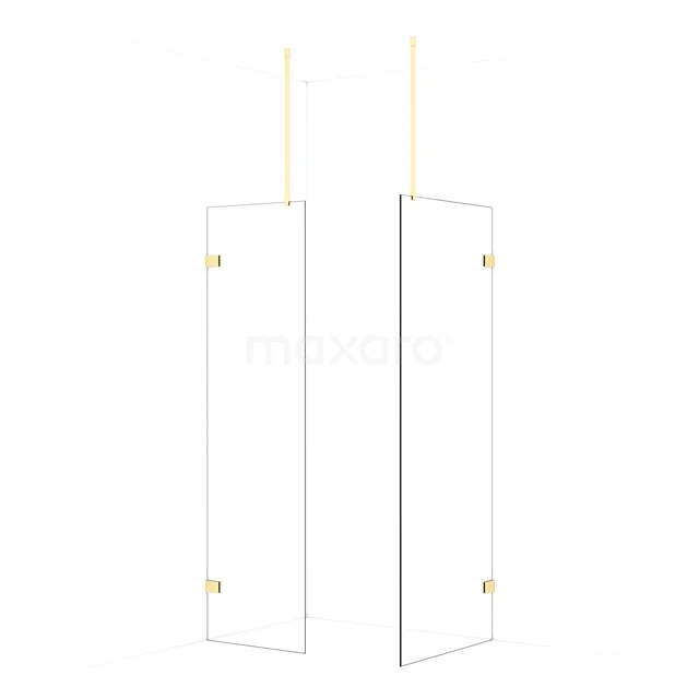 Diamond Walk-in shower | 80x60 cm Light gold Clear glass 2 fixed walls IDB0608920LG