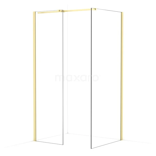 Diamond Walk-in shower | 90x60 cm Light gold Clear glass 2 fixed walls IDB0609310LG