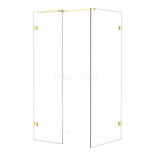 Diamond Walk-in shower | 90x60 cm Light gold Clear glass 2 fixed walls IDB0609320LG