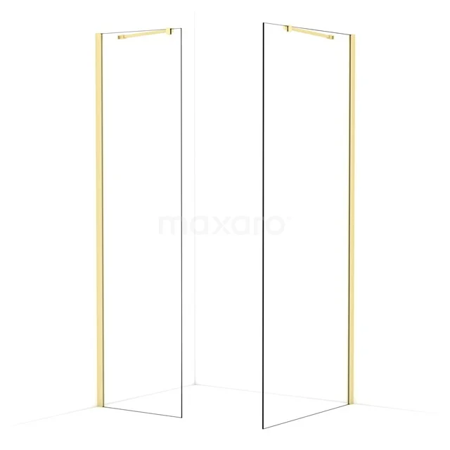 Diamond Walk-in shower | 90x60 cm Light gold Clear glass 2 fixed walls IDB0609410LG