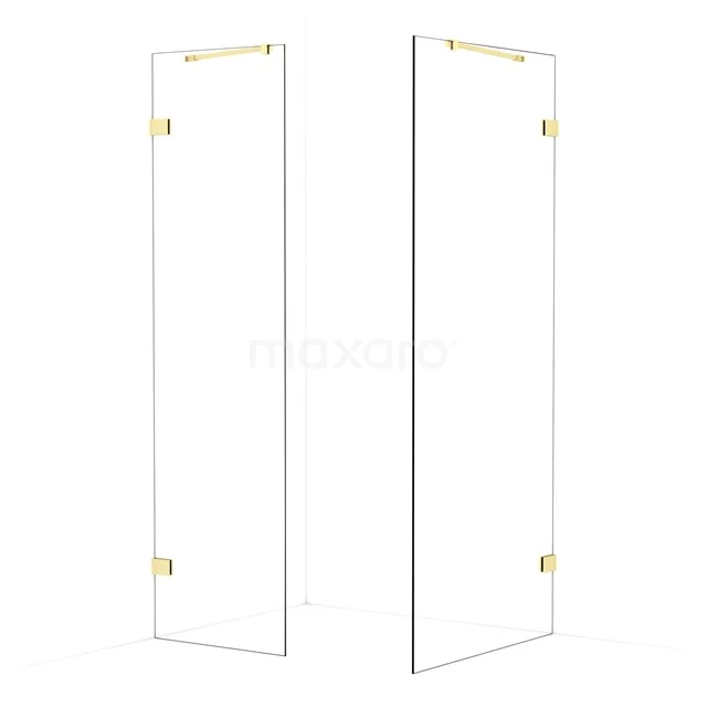 Diamond Walk-in shower | 90x60 cm Light gold Clear glass 2 fixed walls IDB0609420LG