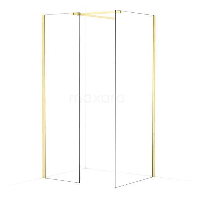 Diamond Walk-in shower | 90x60 cm Light gold Clear glass 2 fixed walls IDB0609510LG
