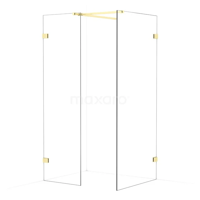 Diamond Walk-in shower | 90x60 cm Light gold Clear glass 2 fixed walls IDB0609520LG